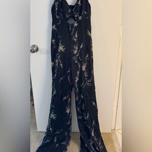 Karina Grimaldi Elegant Black Floral Jumpsuit